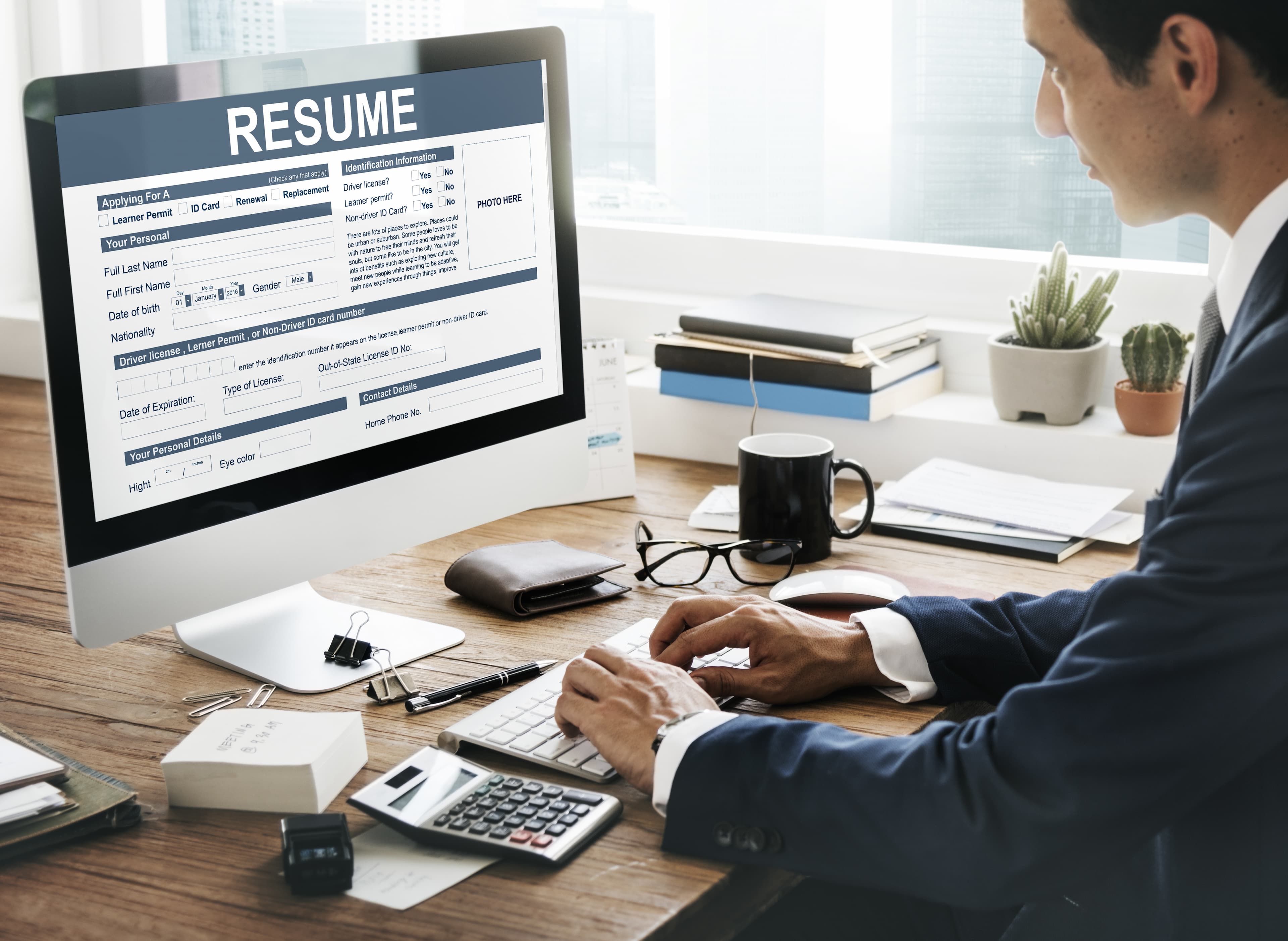 Employer reviewing candidate applications